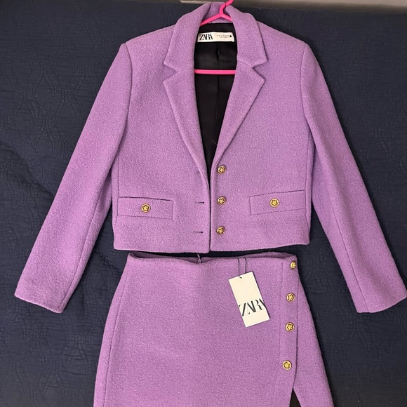 Zara Lavender Blazer and Skirt Set